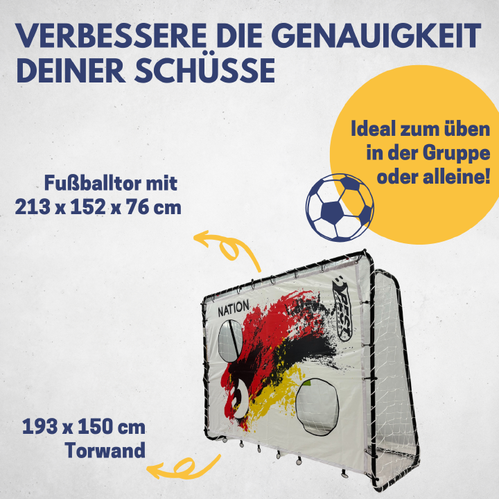 BEST SPORTING Fußballtor Nation Torwand mit 2 Schusslöchern